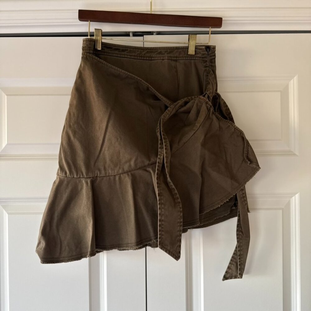 Cinq à Sept 5a7 Brown Wrap Mini Skirt Tie Closure Size 8